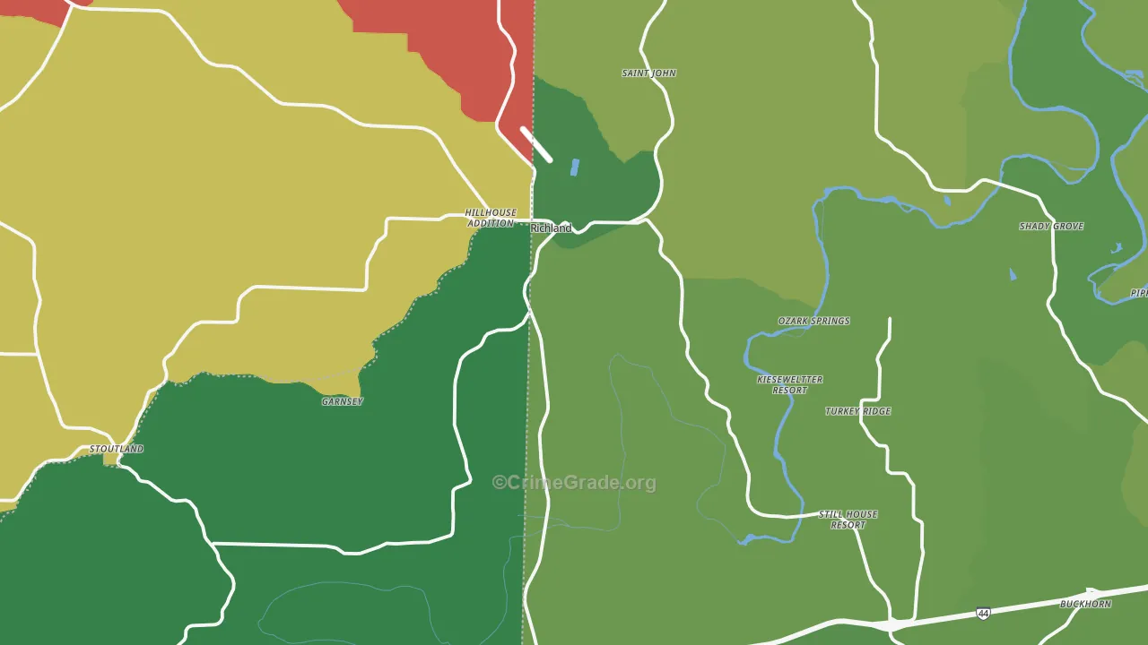 65556, MO Map of Vehicle Theft Rates