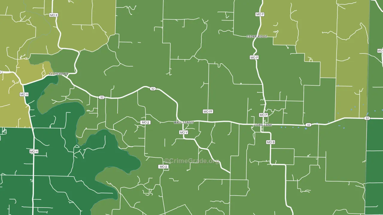 65590, MO Map of Vehicle Theft Rates