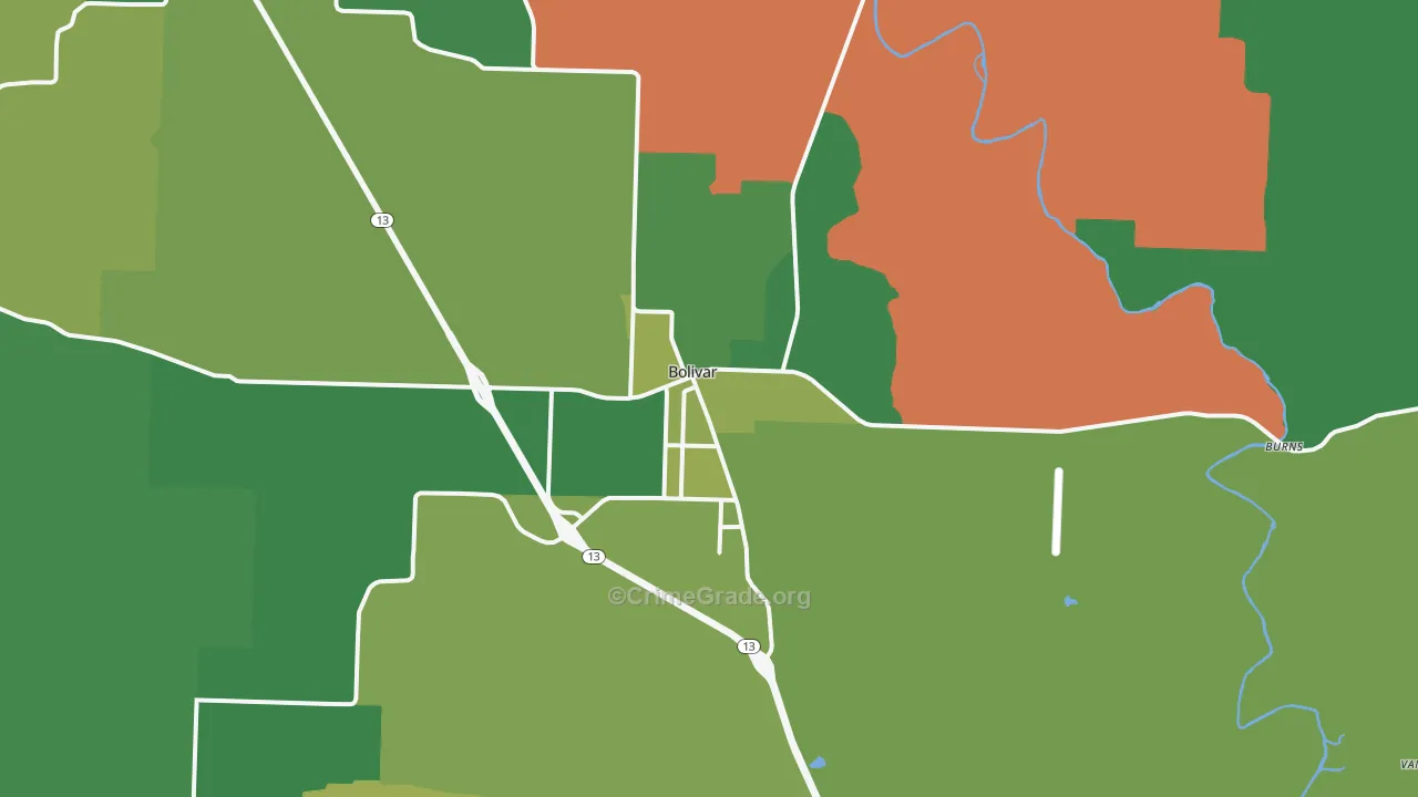 65613, MO Map of Vehicle Theft Rates
