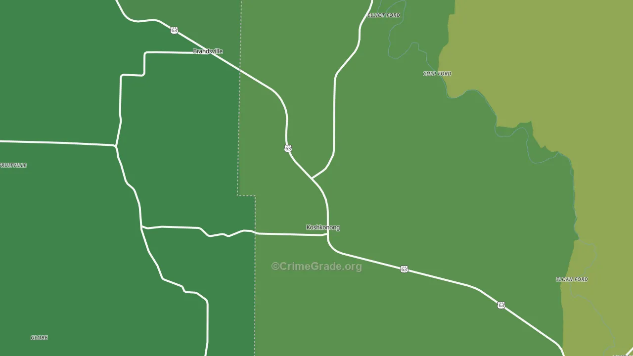 65692, MO Map of Vehicle Theft Rates