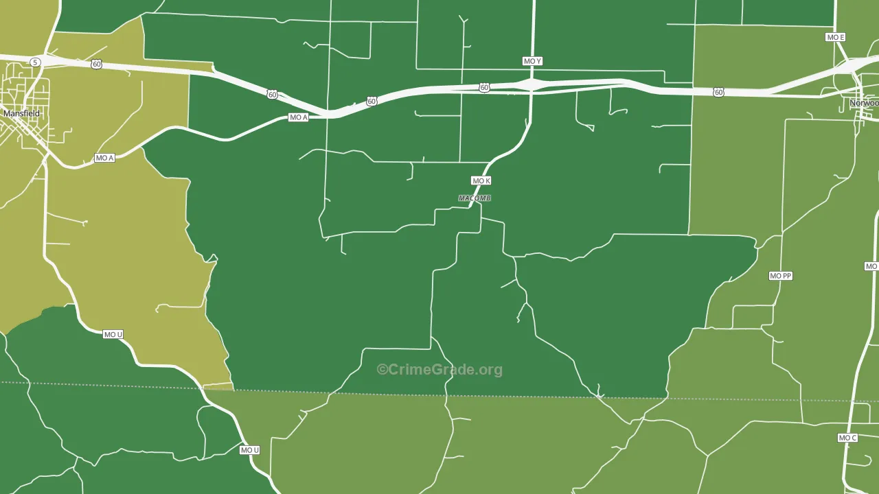 65702, MO Map of Vehicle Theft Rates