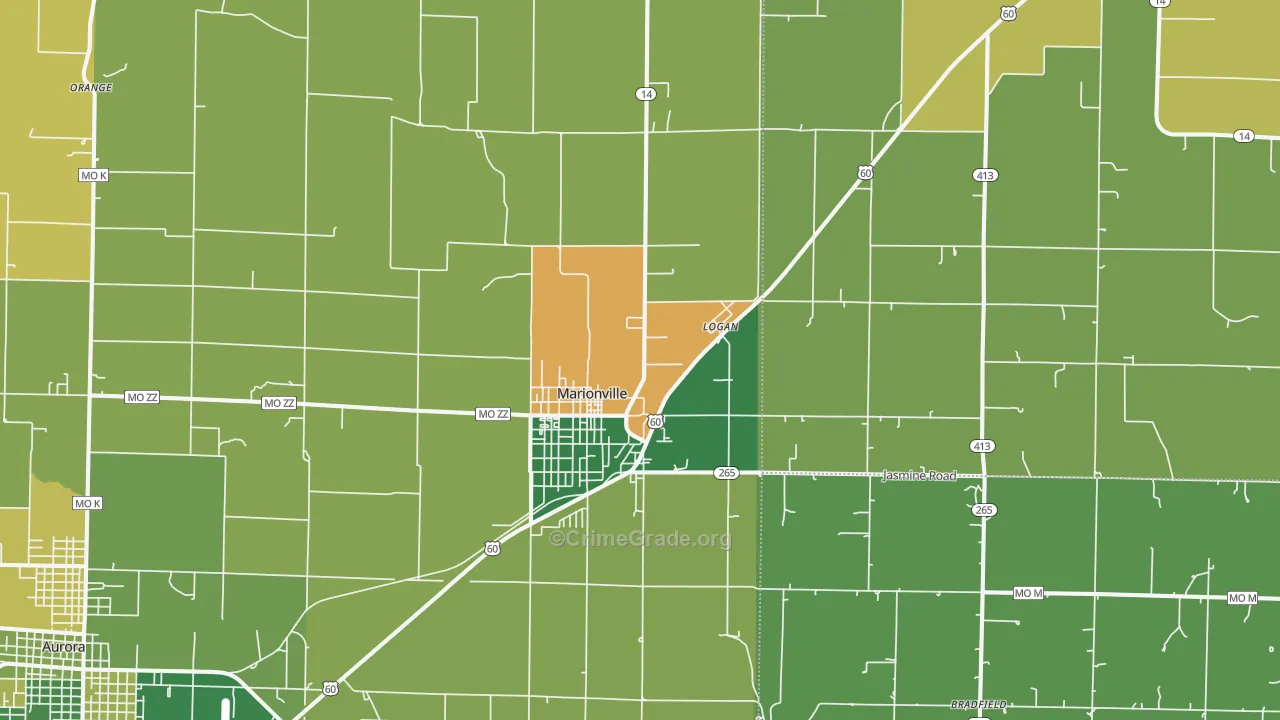 65705, MO Map of Vehicle Theft Rates