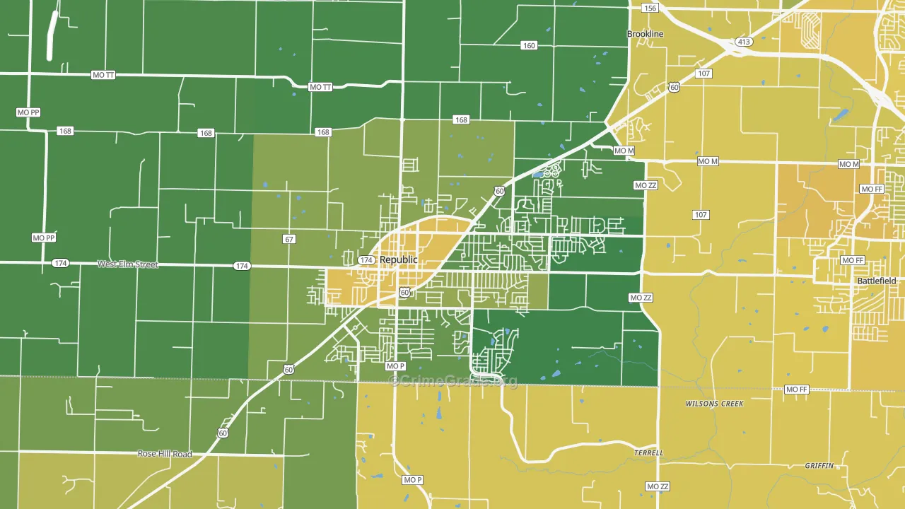 65738, MO Map of Vehicle Theft Rates