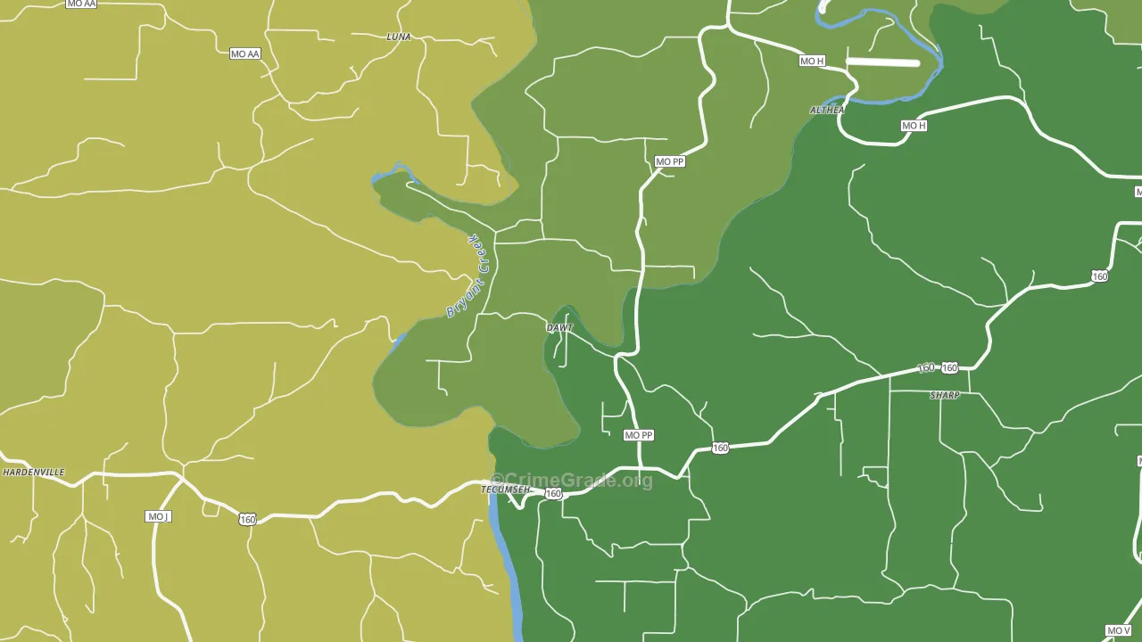 65760, MO Map of Vehicle Theft Rates