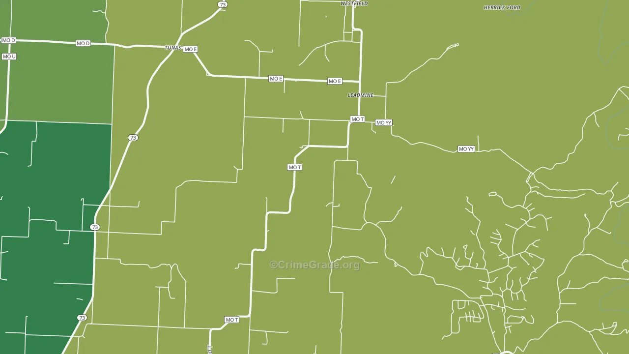 65764, MO Map of Vehicle Theft Rates