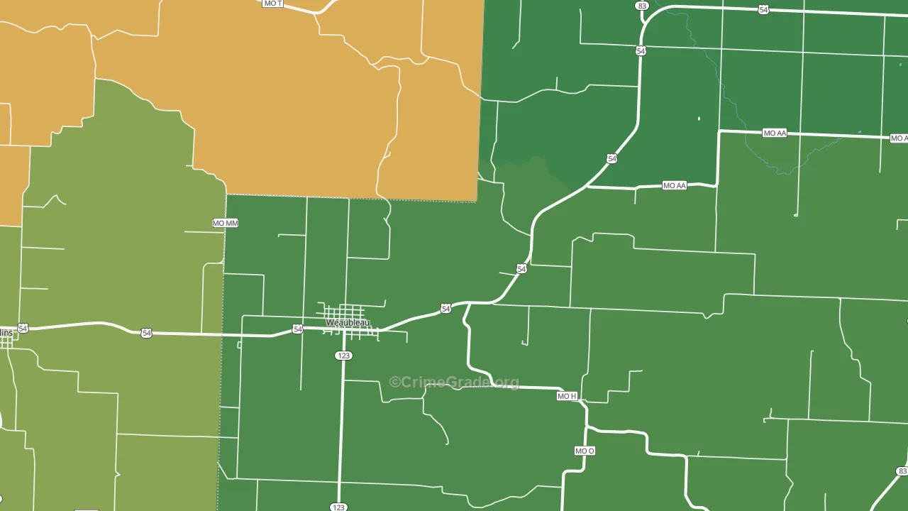 65774, MO Map of Vehicle Theft Rates
