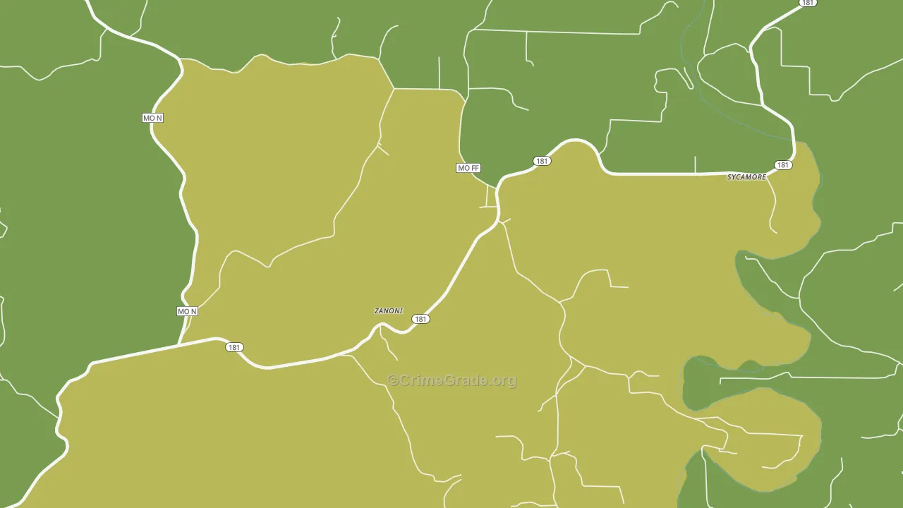 65784, MO Map of Vehicle Theft Rates