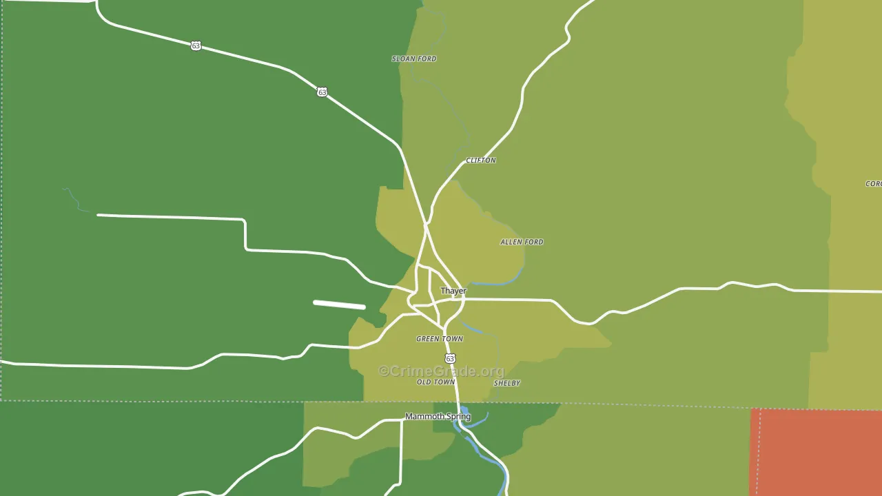 65791, MO Map of Vehicle Theft Rates
