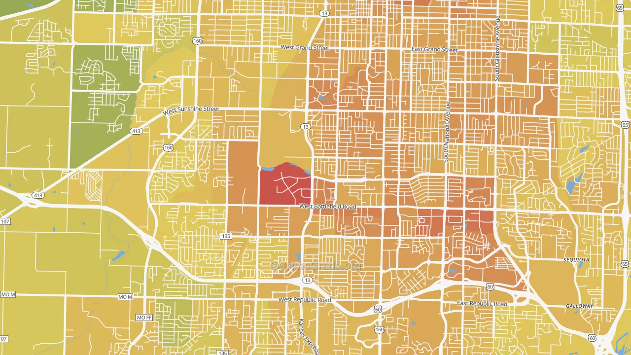 65807, MO Map of Vehicle Theft Rates