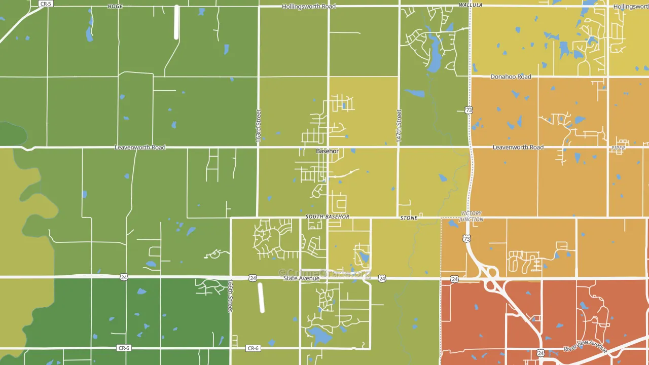 66007, KS Map of Vehicle Theft Rates
