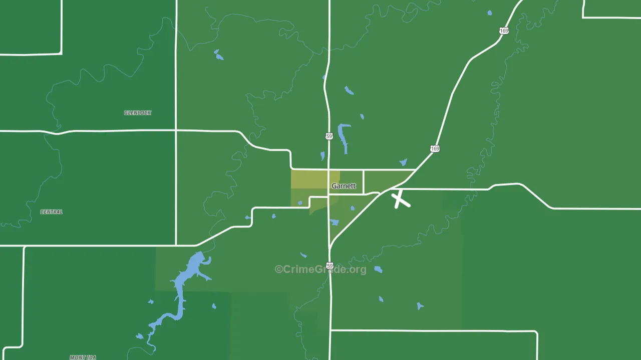 66032, KS Map of Vehicle Theft Rates
