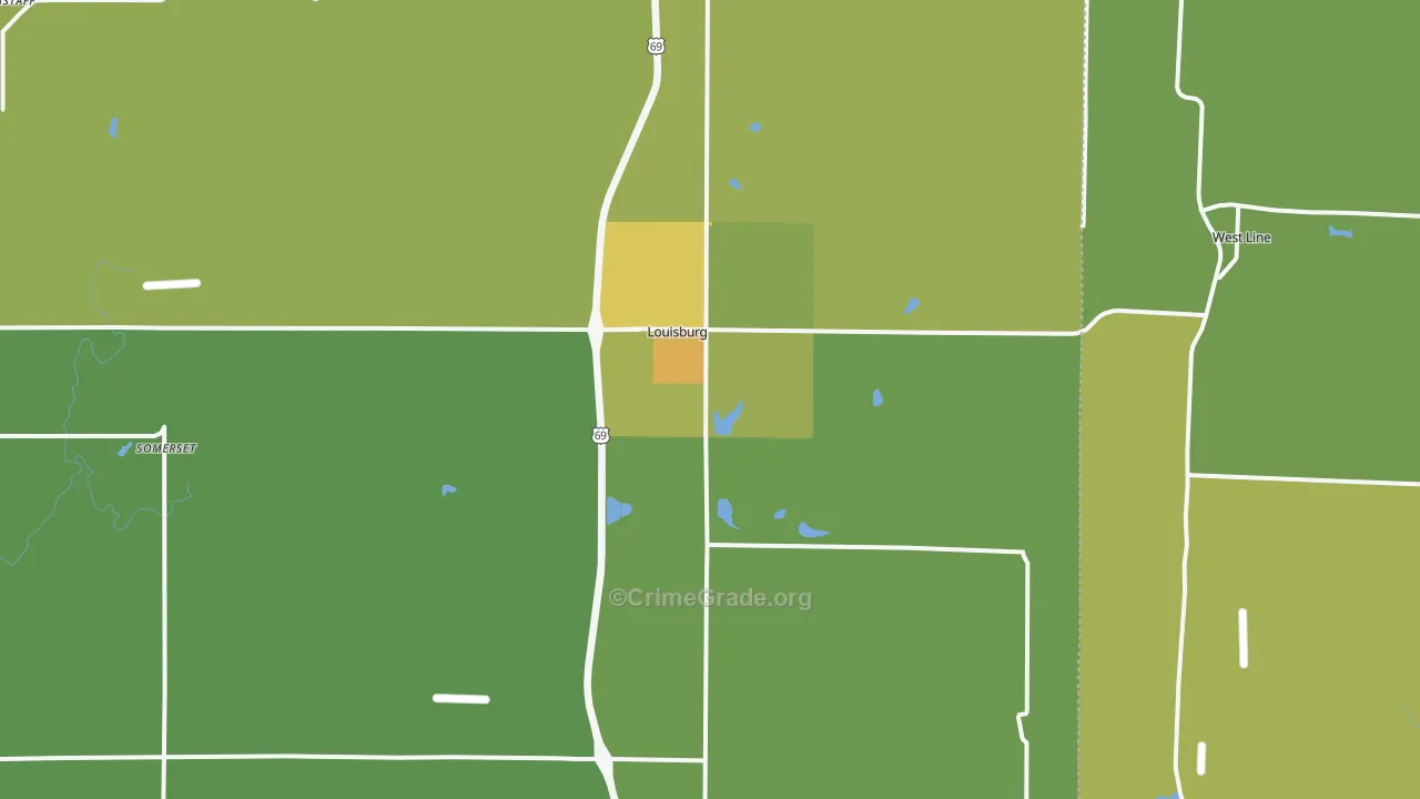 66053, KS Map of Vehicle Theft Rates