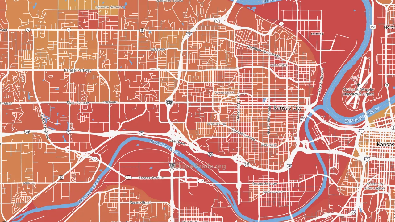 66102, KS Map of Vehicle Theft Rates