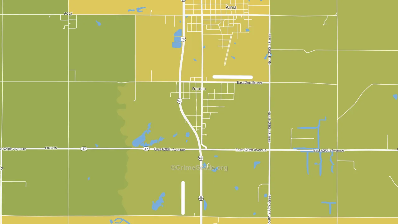 66735, KS Map of Vehicle Theft Rates