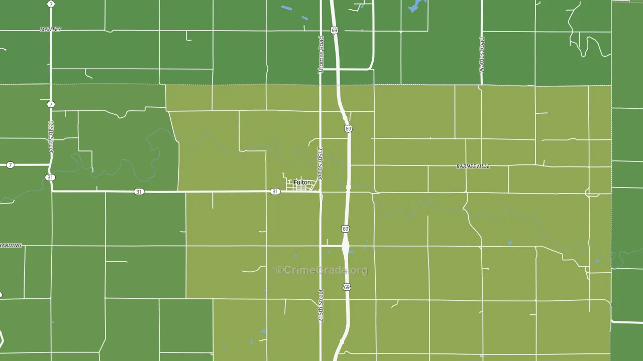 66738, KS Map of Vehicle Theft Rates