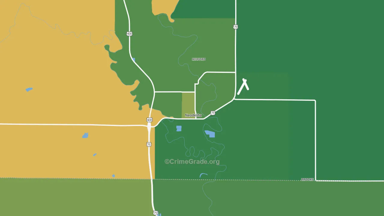 66757, KS Map of Vehicle Theft Rates