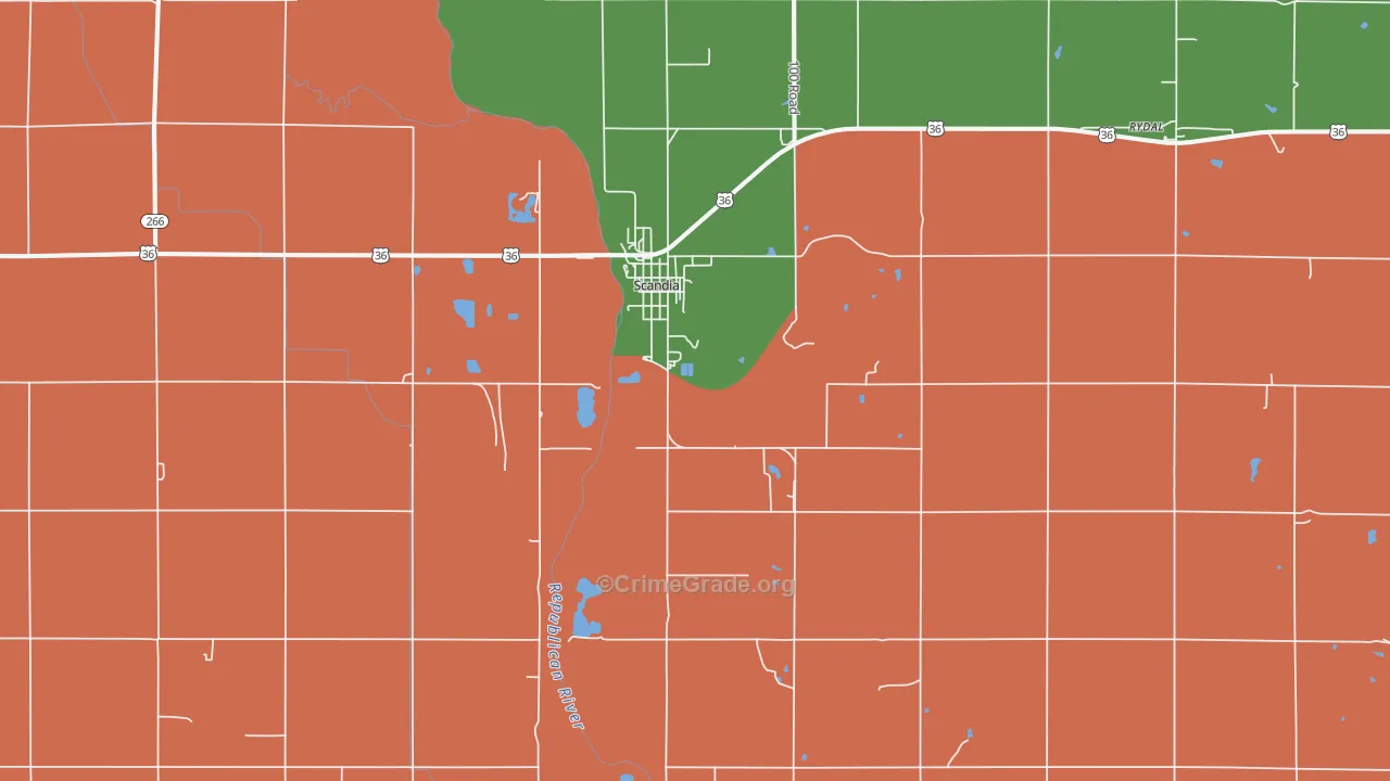 66966, KS Map of Vehicle Theft Rates