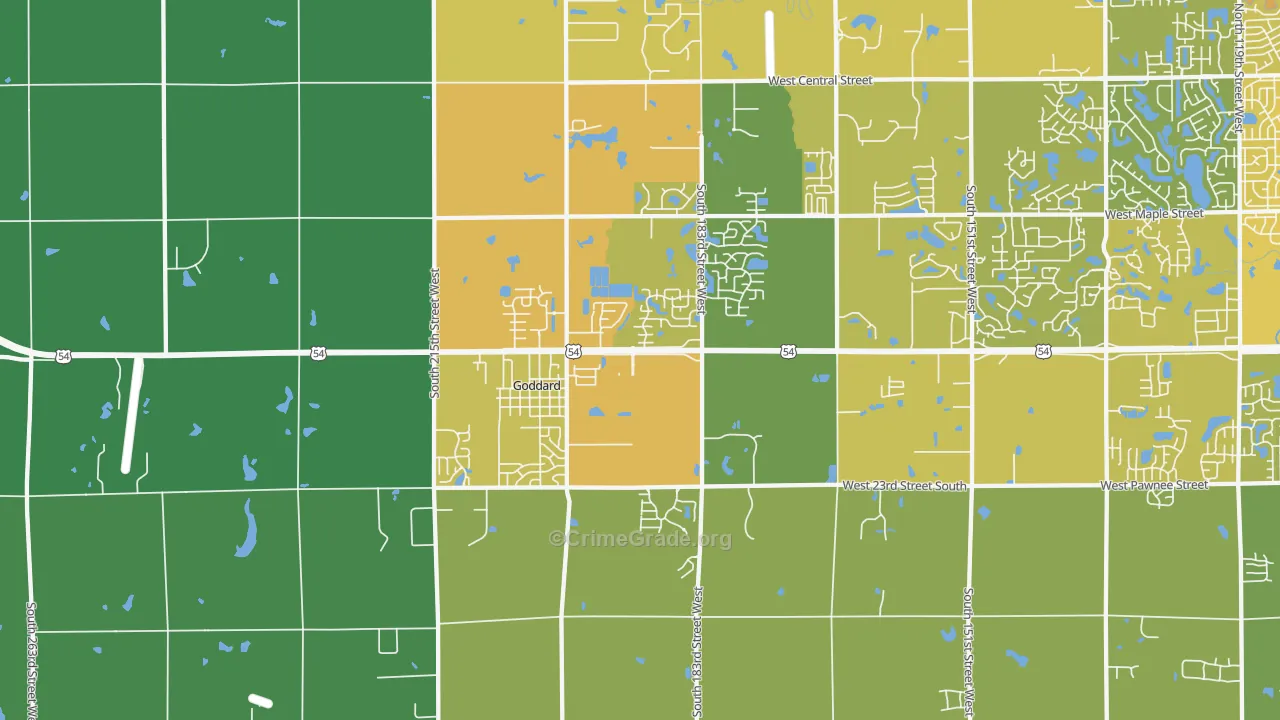 67052, KS Map of Vehicle Theft Rates