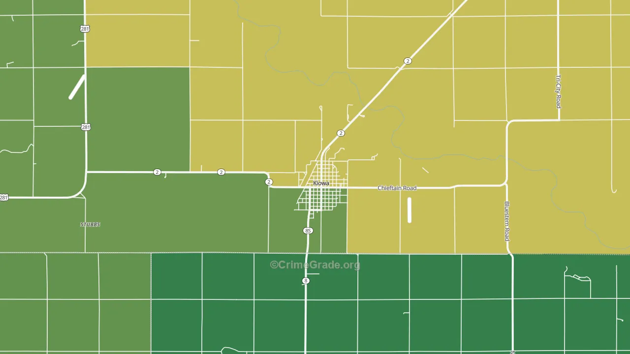67070, KS Map of Vehicle Theft Rates