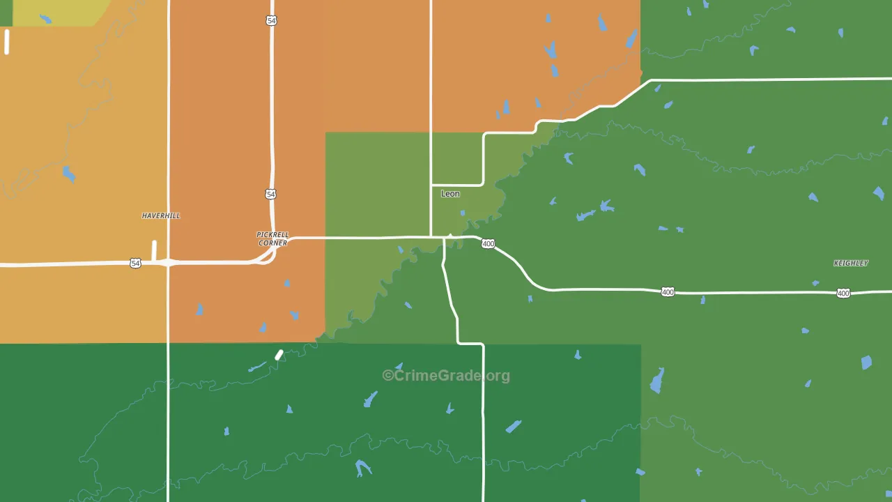 67074, KS Map of Vehicle Theft Rates