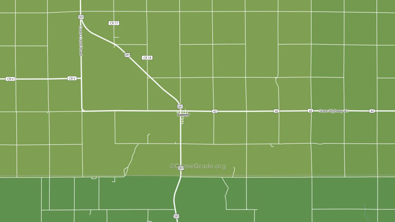 67134, KS Map of Vehicle Theft Rates