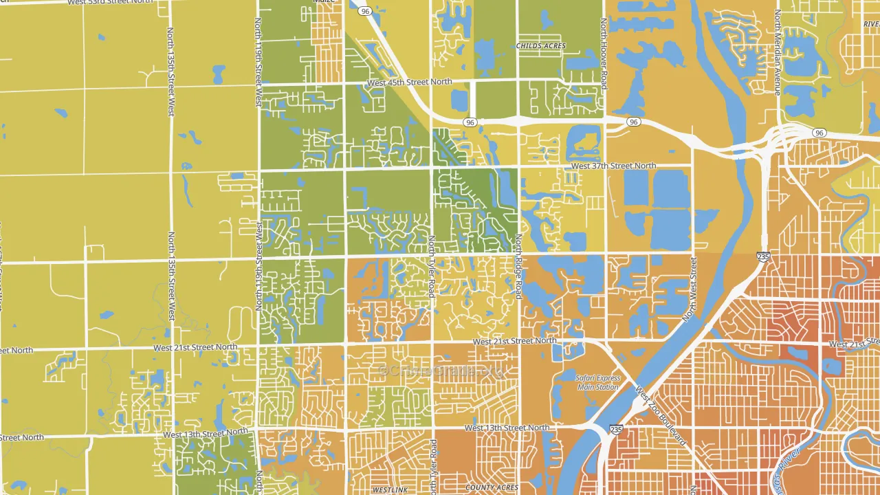 67205, KS Map of Vehicle Theft Rates