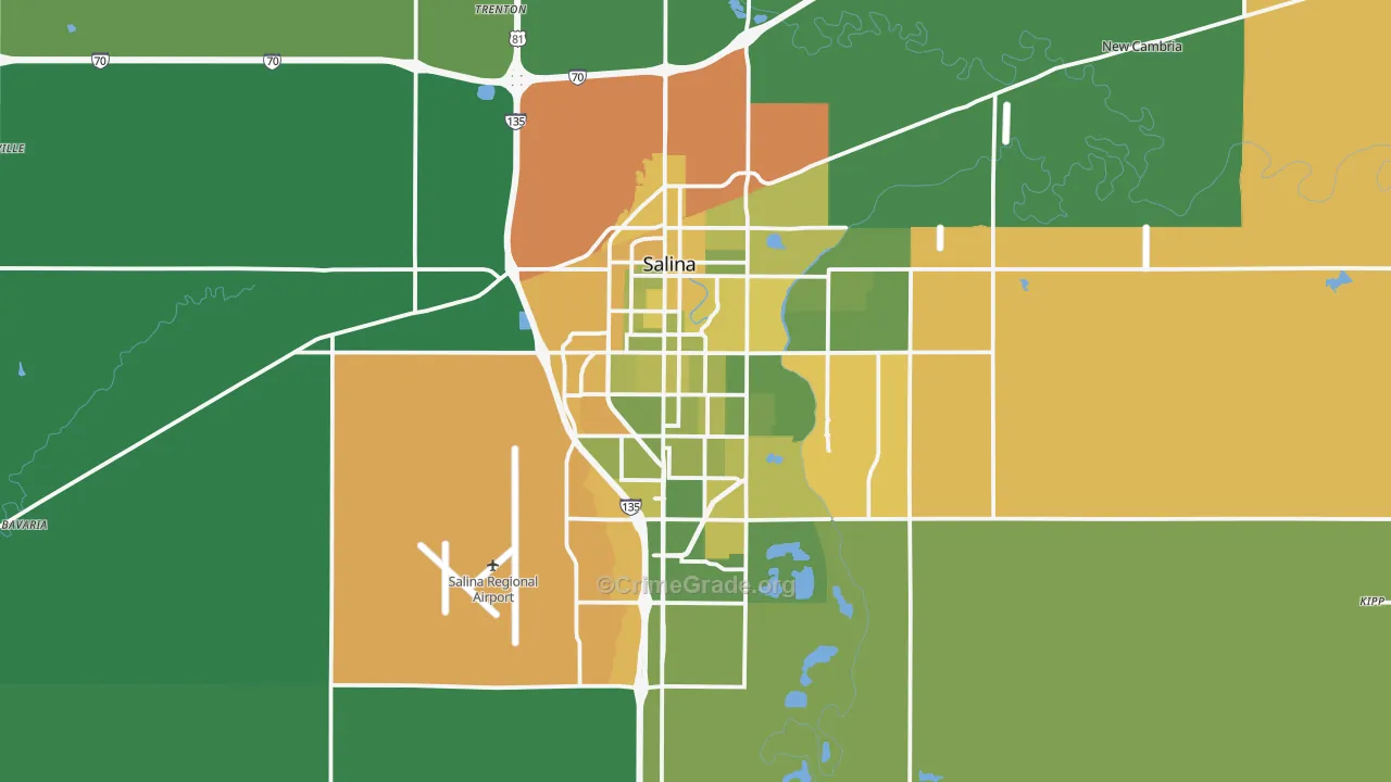 67401, KS Map of Vehicle Theft Rates