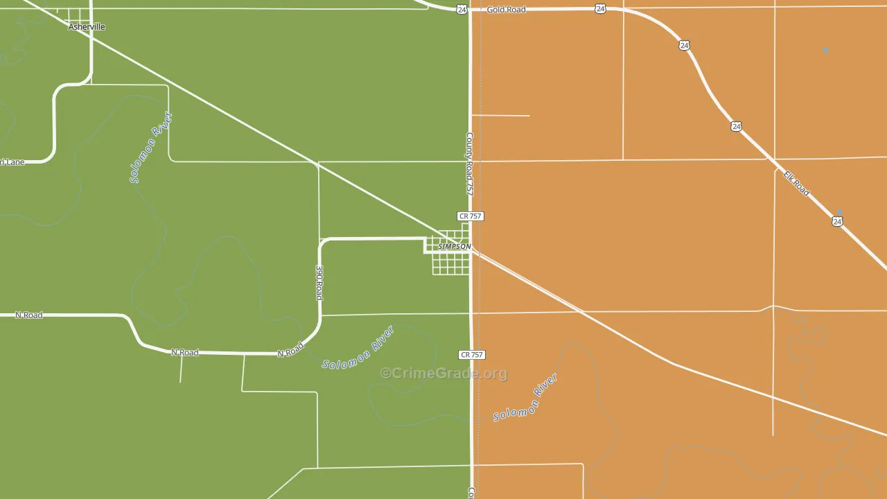 67478, KS Map of Vehicle Theft Rates