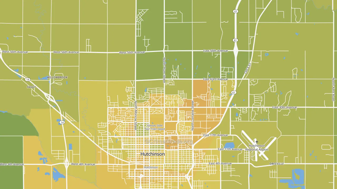 67502, KS Map of Vehicle Theft Rates