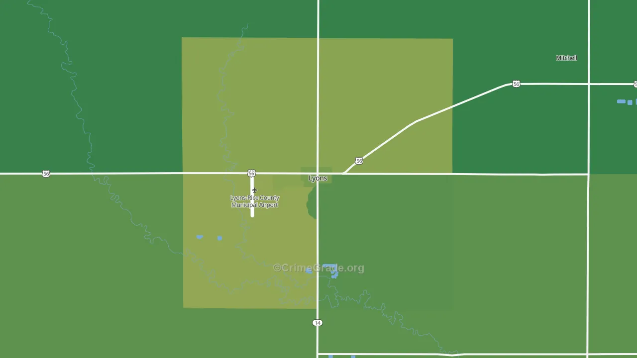 67554, KS Map of Vehicle Theft Rates