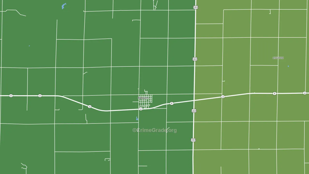 67572, KS Map of Vehicle Theft Rates