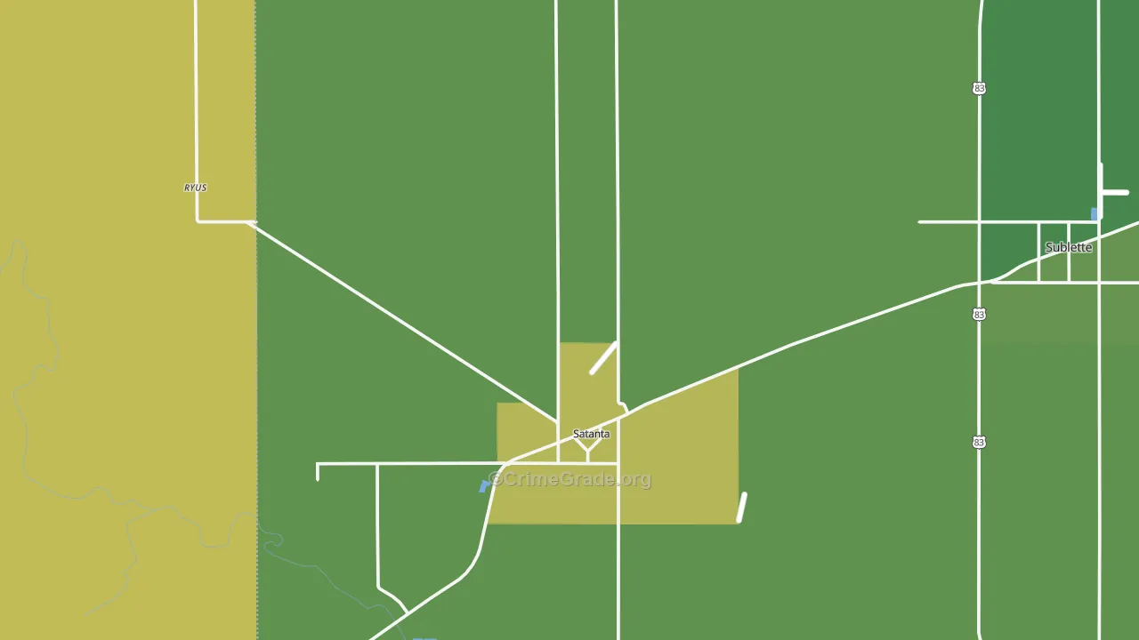 67870, KS Map of Vehicle Theft Rates