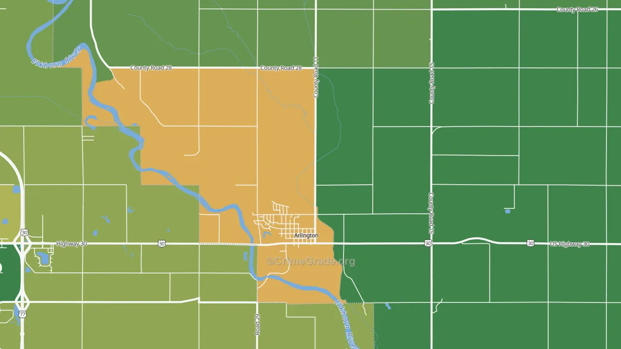 68002, NE Map of Vehicle Theft Rates