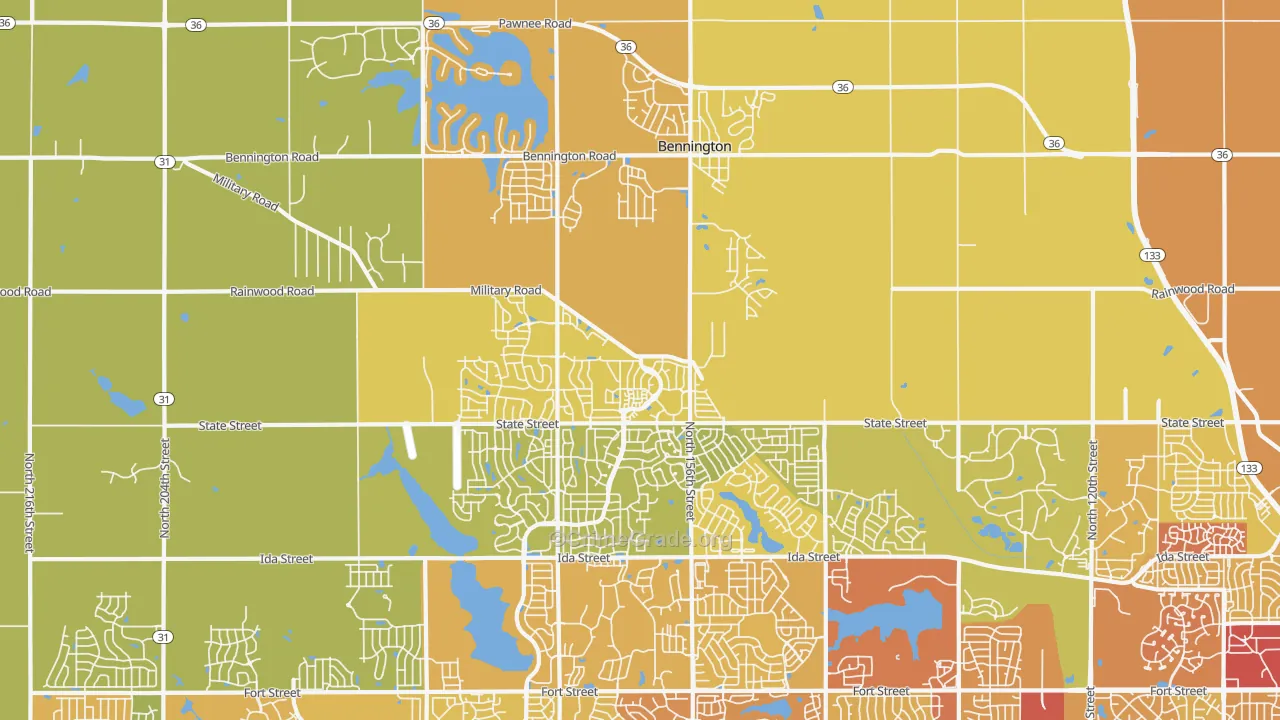 68007, NE Map of Vehicle Theft Rates