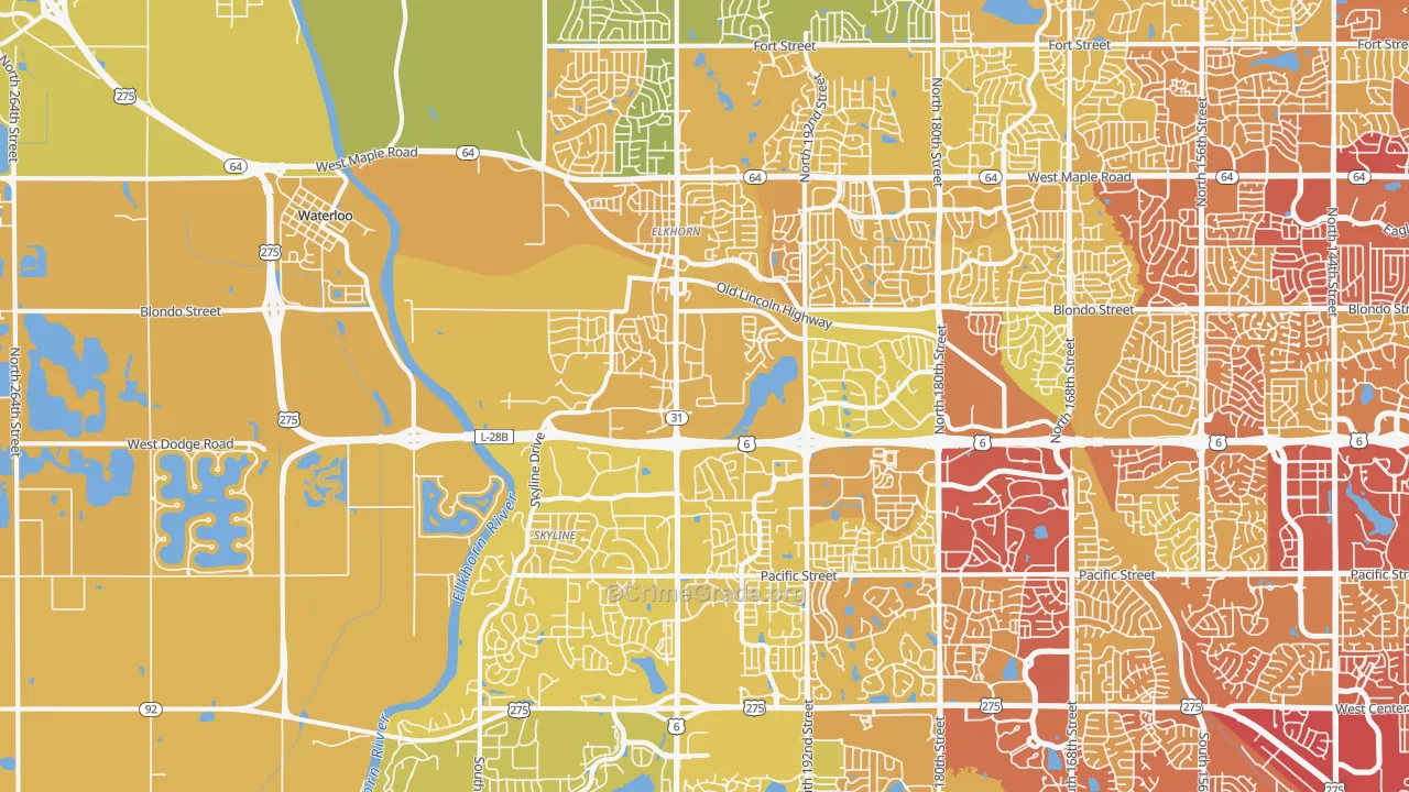 68022, NE Map of Vehicle Theft Rates
