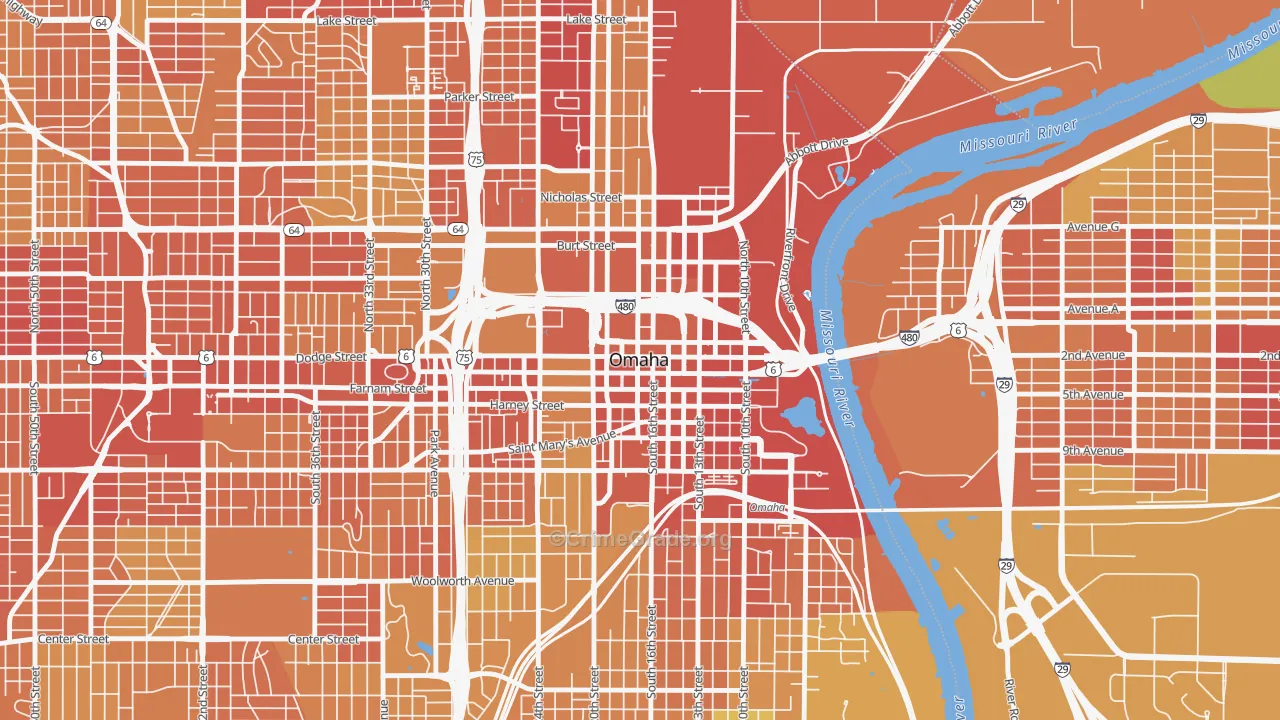 68102, NE Map of Vehicle Theft Rates