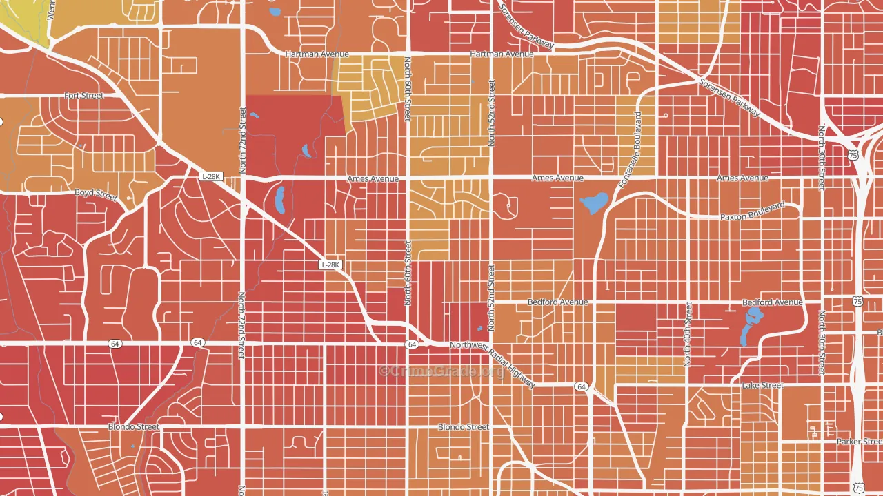 68104, NE Map of Vehicle Theft Rates