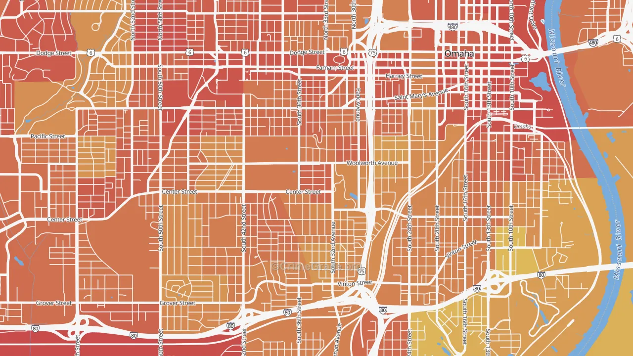 68105, NE Map of Vehicle Theft Rates