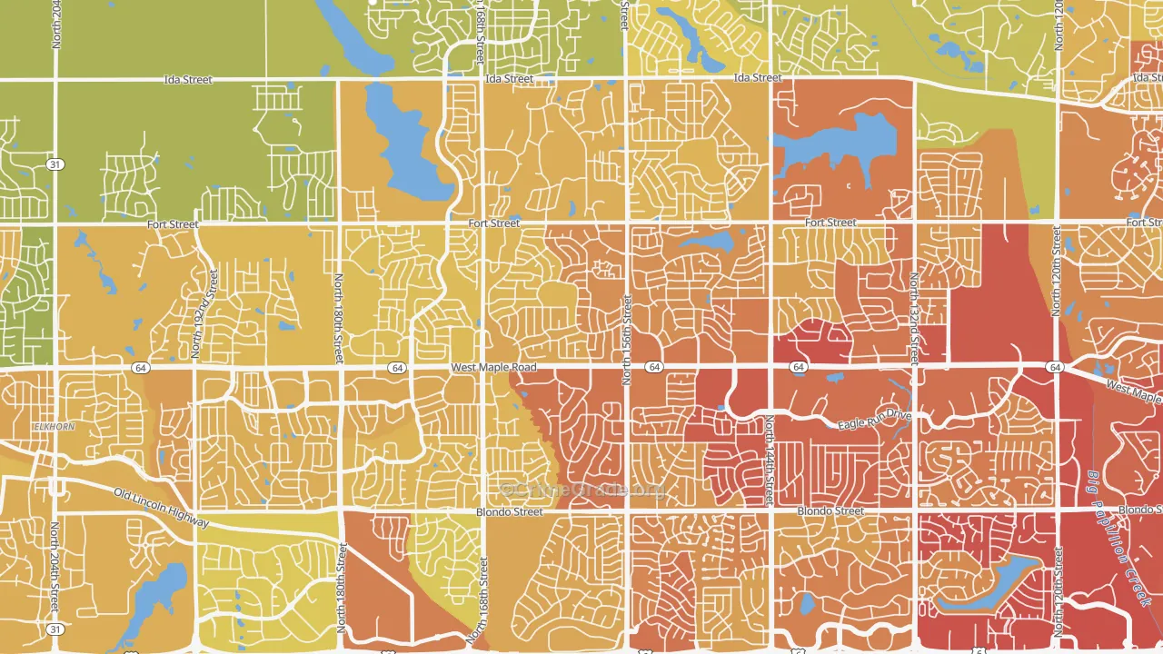 68116, NE Map of Vehicle Theft Rates