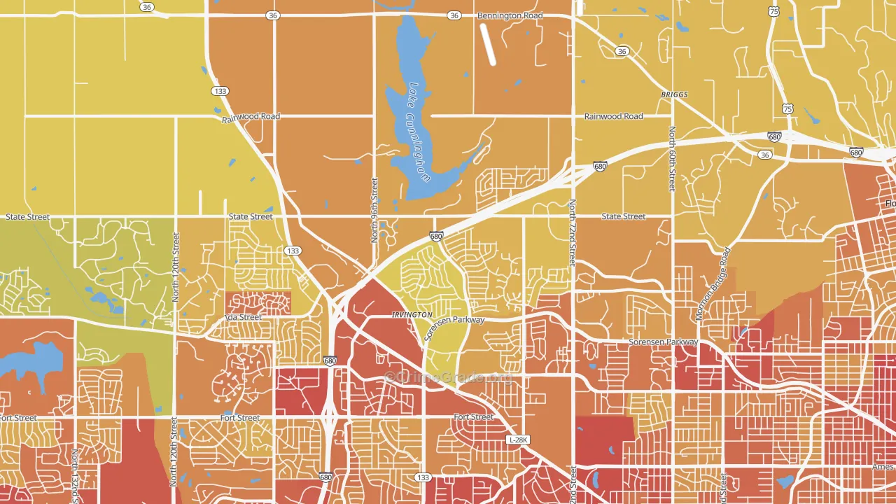 68122, NE Map of Vehicle Theft Rates