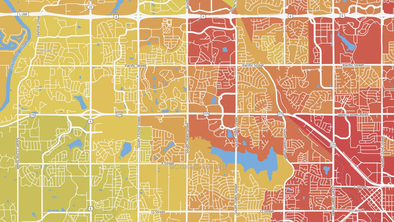 68130, NE Map of Vehicle Theft Rates