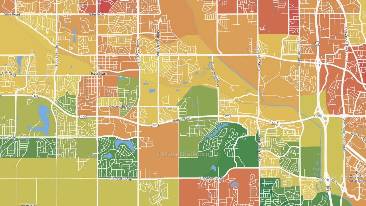 68133, NE Map of Vehicle Theft Rates