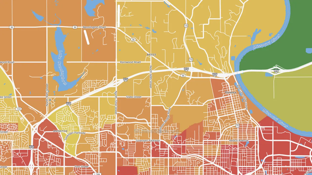 68152, NE Map of Vehicle Theft Rates