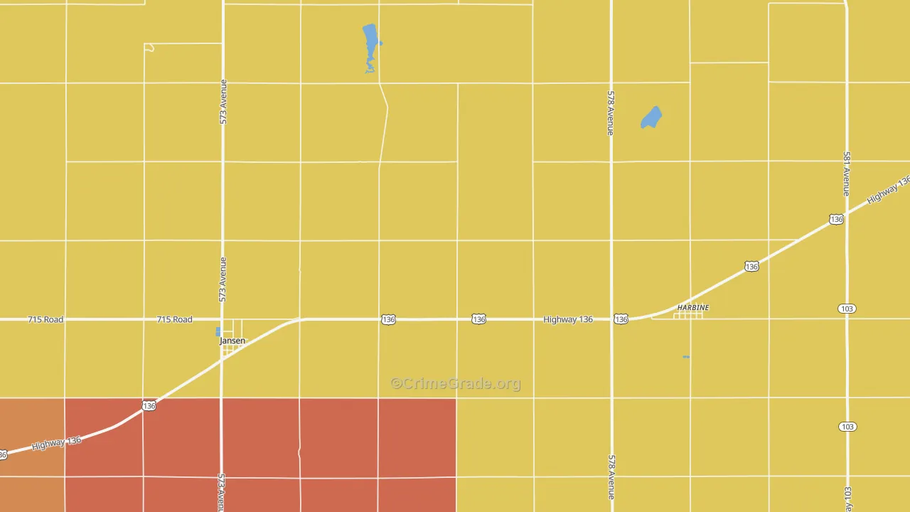 68377, NE Map of Vehicle Theft Rates