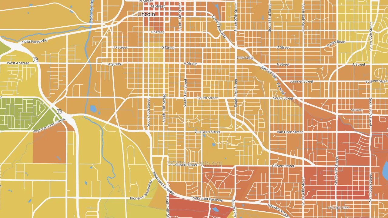 68502, NE Map of Vehicle Theft Rates