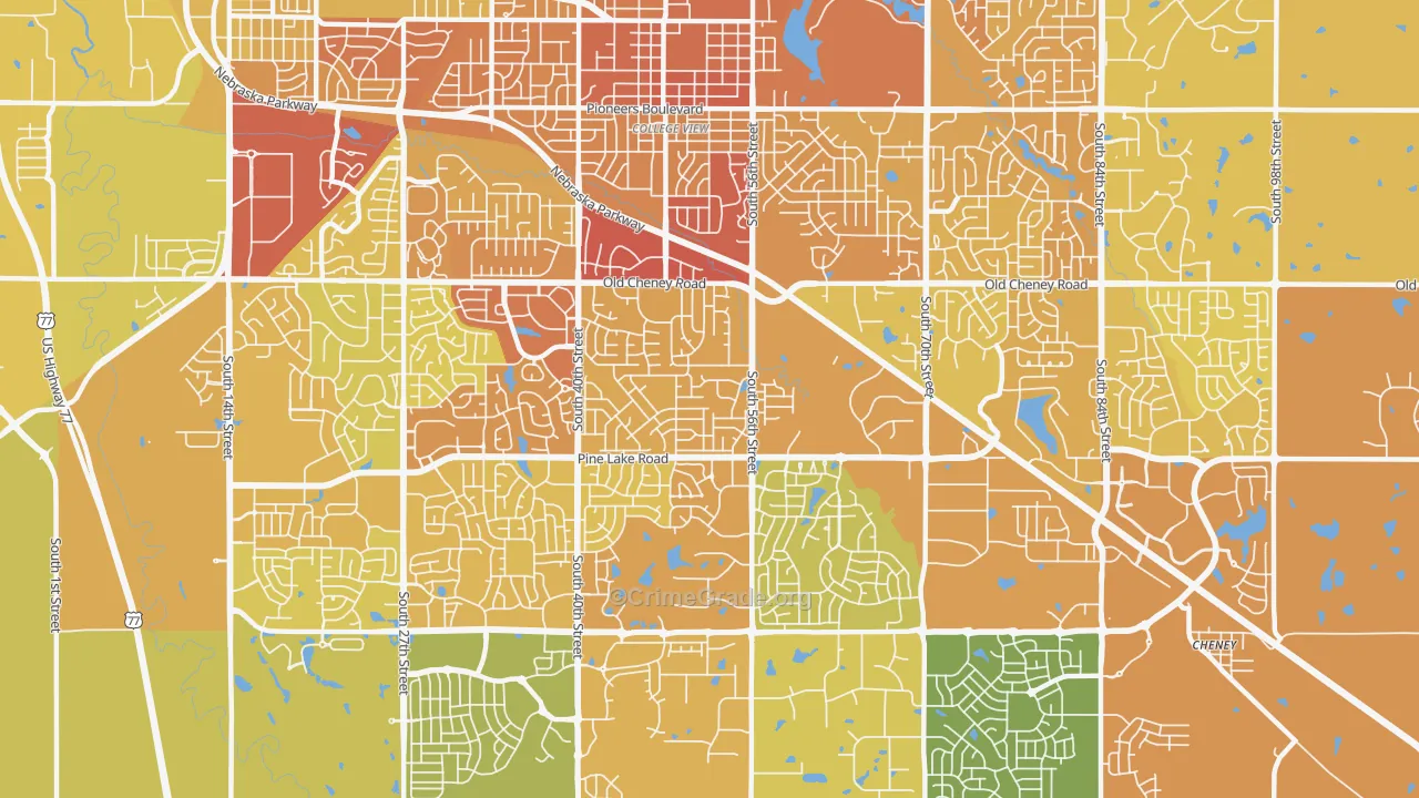 68516, NE Map of Vehicle Theft Rates