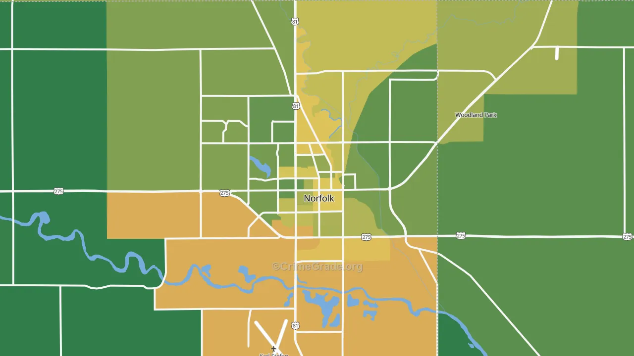 68701, NE Map of Vehicle Theft Rates