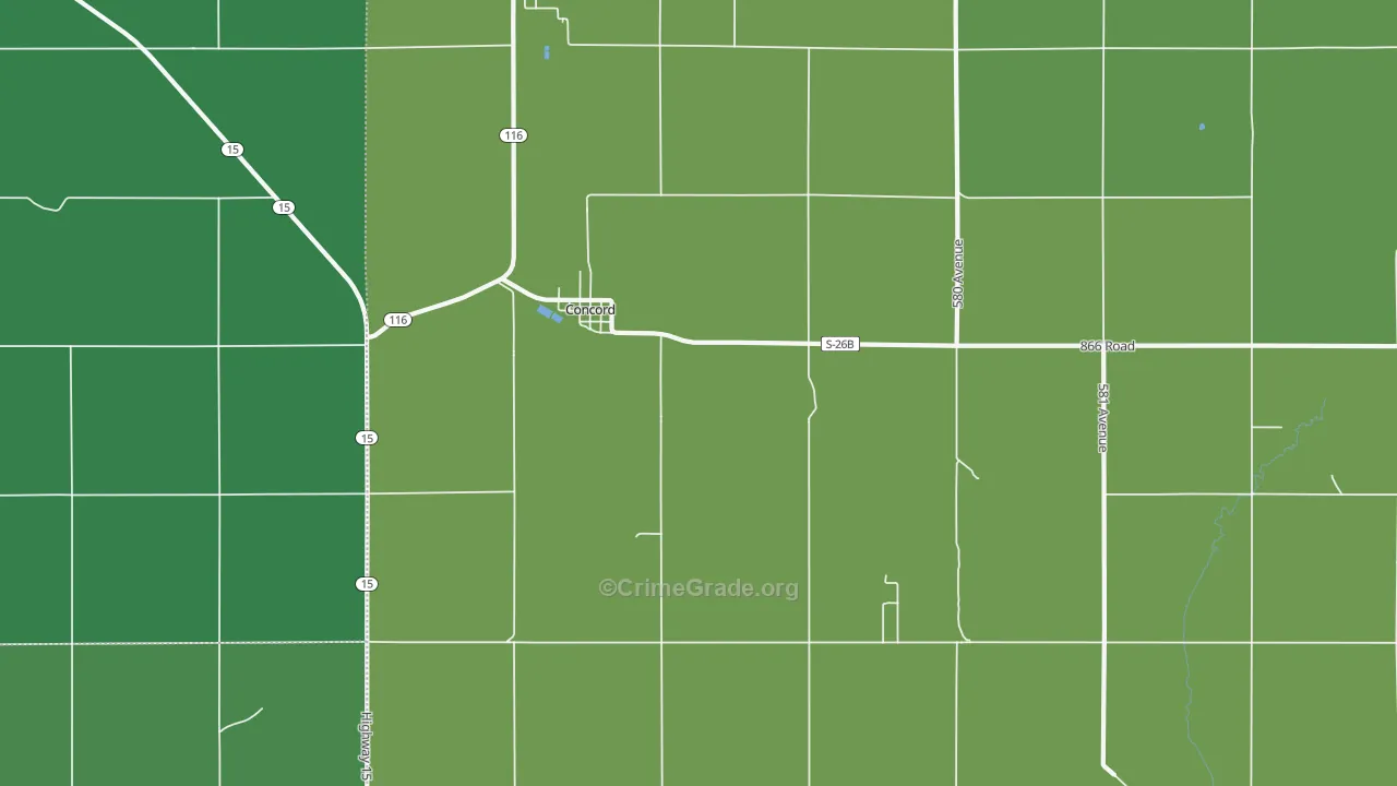 68728, NE Map of Vehicle Theft Rates
