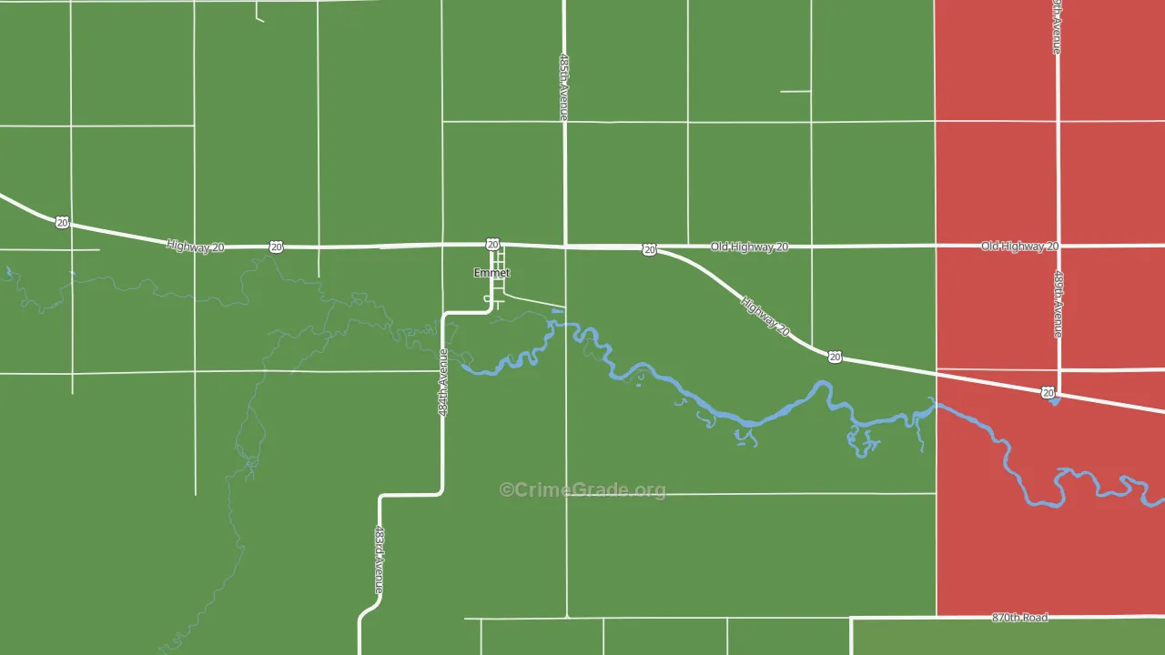 68734, NE Map of Vehicle Theft Rates