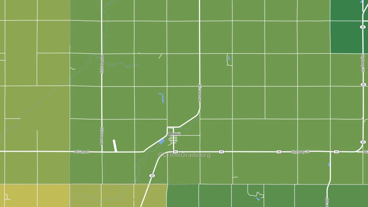 68740, NE Map of Vehicle Theft Rates